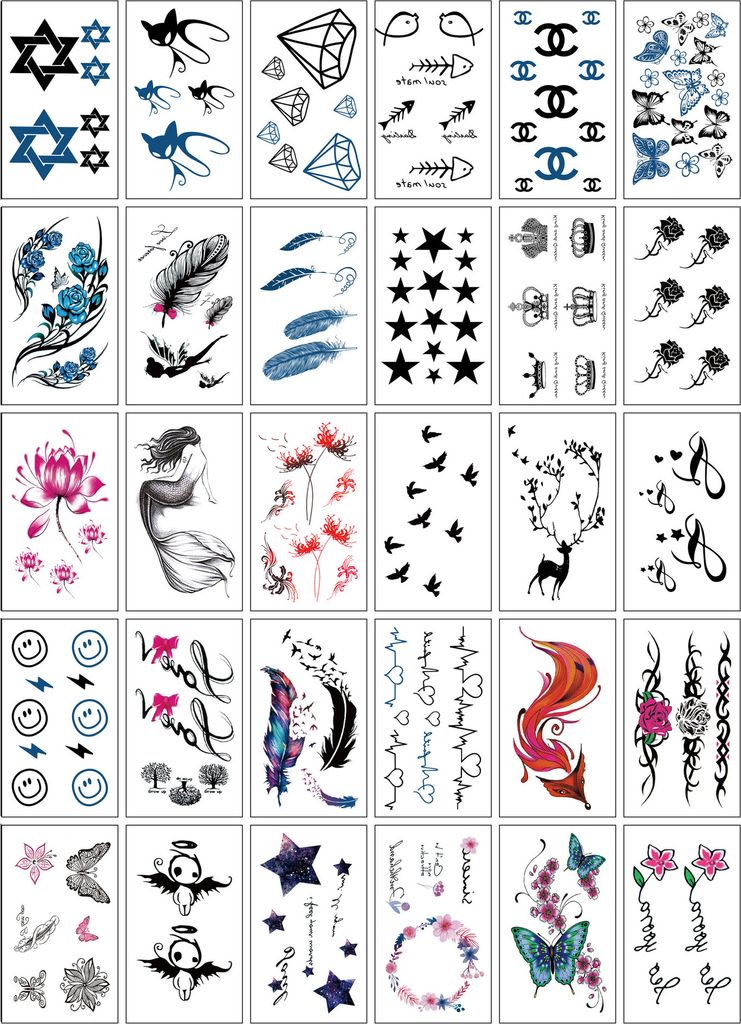 INF Schicke temporäre Tattoos - 30 einzigartige Designs