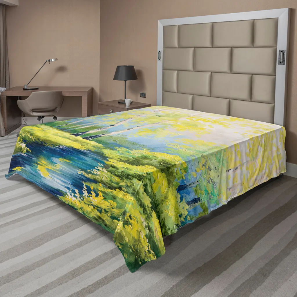 Drap de lit décoratif en tissu doux aux motifs de feuilles 244x205 cm
