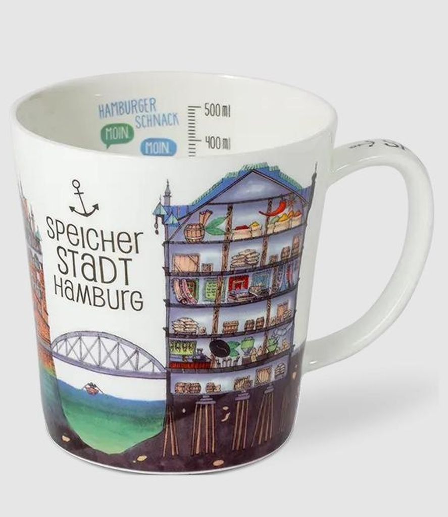 Kaffeebecher Hamburg, Speicherstadt, Kaffeetasse Tassen Teetassen Kaffeepott Henkelbecher