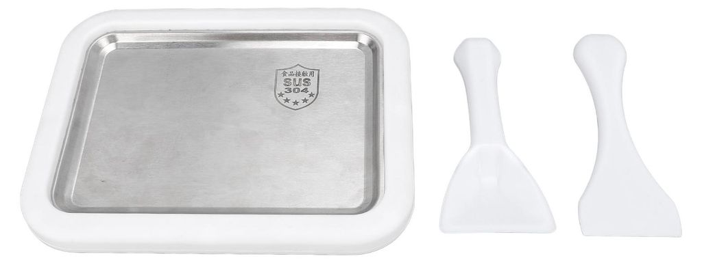 Eisbereiter mit Spachteln – Edelstahl 304 – Sofort-Eisbereiter mit Kühlplatte für Frozen Yogurt – für die heimische Küche – 17,5 x 22 c...