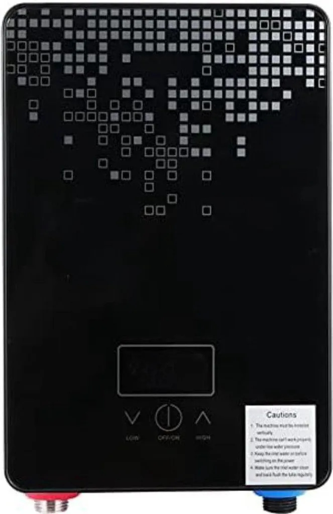 Chauffe-eau électrique noir 6500 W avec affichage numérique de précision