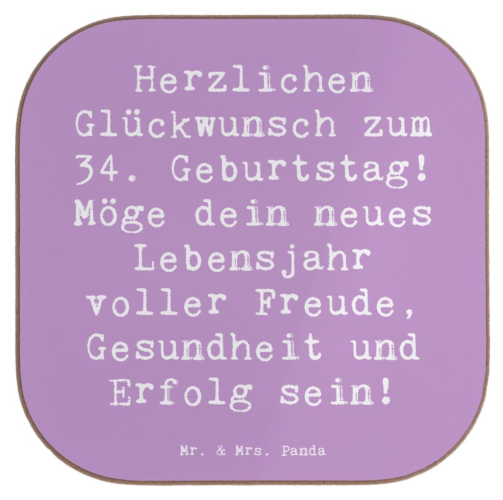 Mr. & Mrs. Panda Tischschoner Spruch 34. Geburtstag - Lavendeltraum - Geschenk, Happy Birthday, Tassenuntersetzer, unterleger, Glückwunsch, Unters...