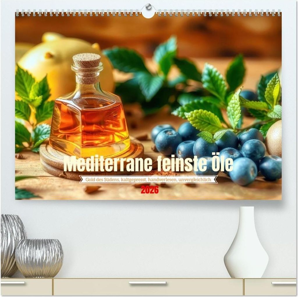 Mediterrane feinste Öle (hochwertiger Premium Wandkalender 2026 DIN A2 quer), Kunstdruck in Hochglanz