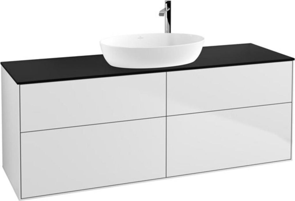 V&B Waschtischunterschrank Wandbeleuchtung Finion 160x60cm, Abd.-Pl. bla m, wh. m lacquer