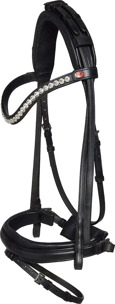 Bridon Kieffer LINA Noir en Cuir Souple Muserolle Suédoise avec Boucle VB