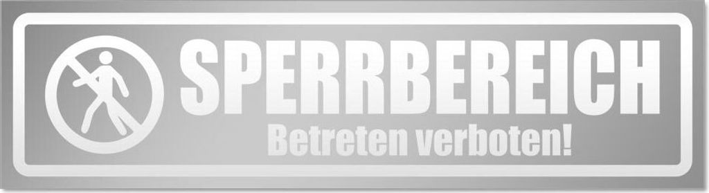 Kiwistar Sperrbereich betreten verboten invertiert Magnetschild Schild magnetisch - 20cm Silber - Magnetfolie für Auto PKW Kfz