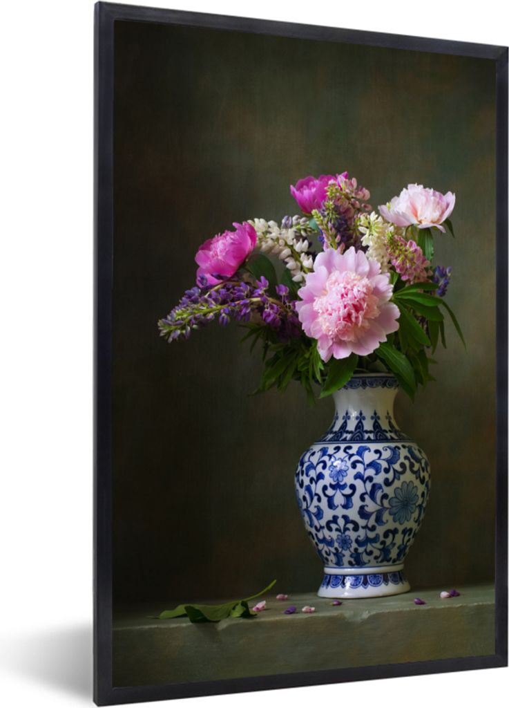 MuchoWow Gerahmtes Poster Stillleben - Pfingstrosen - Farben 20x30 cm - Poster mit Schwarzem Bilderrahmen Wandposter Rahmen Foto Bilder - Drucken...