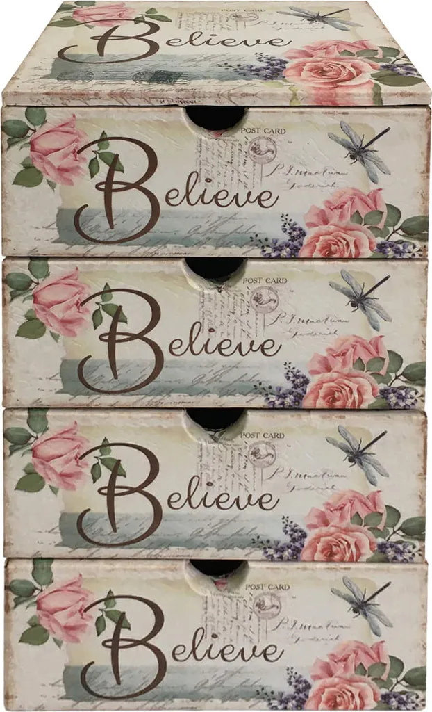 Rebecca Mobili Caisses de rangement en bois et PVC blanc et rose - Set 2