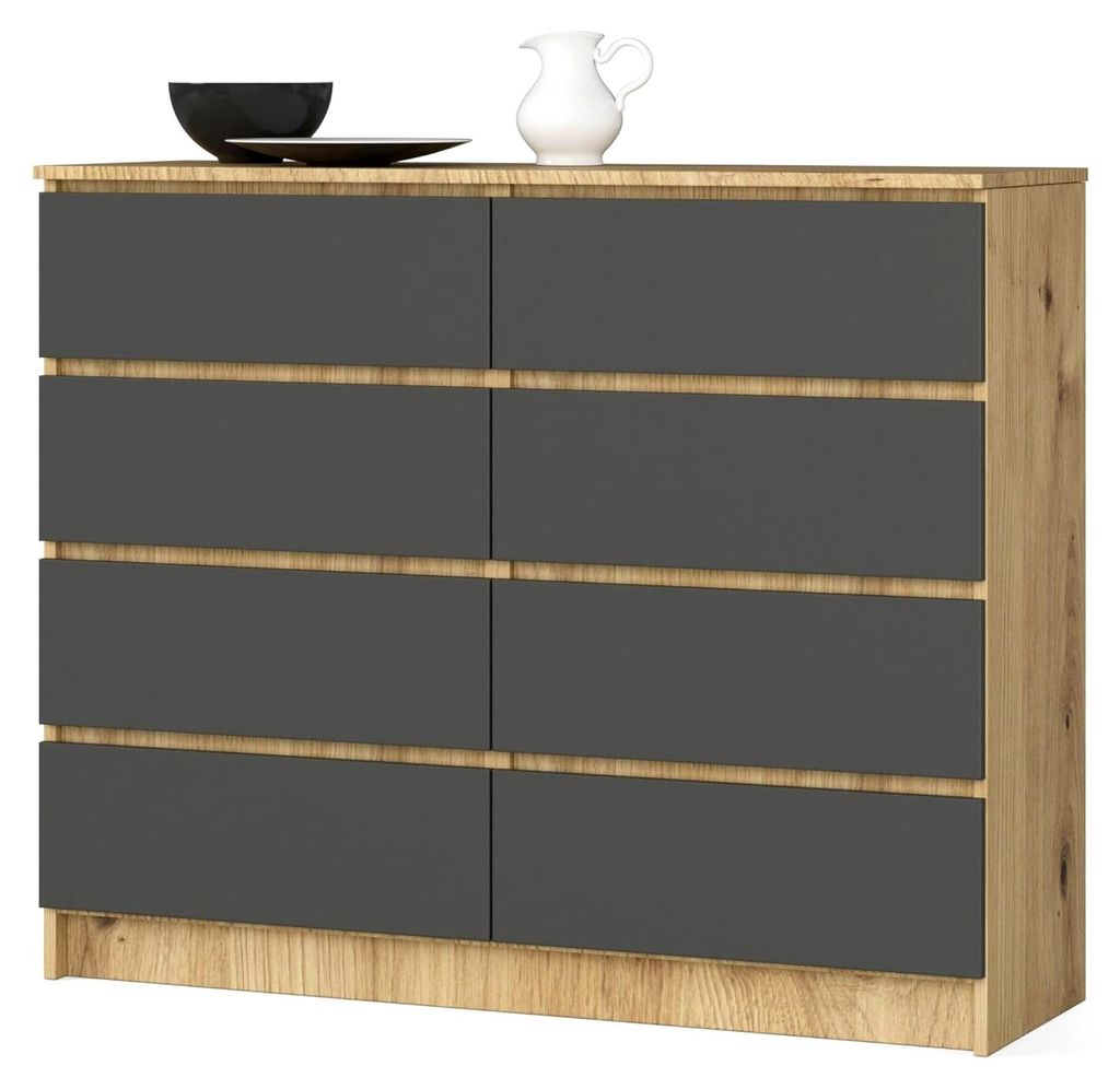 Kommode | Komodenschrank | Platzsparend | Praktisch | Robust | Rollenführung | ABS-Kante | Laminatplatte | Schlichtes Design