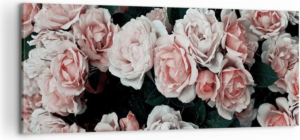 Bild auf Leinwand - Leinwandbild - Einteilig - Rosen Blumen Blätter - 120x50cm - Wand Bild - Wanddeko - Wandbilder - Leinwanddruck - Bilder - Wand...