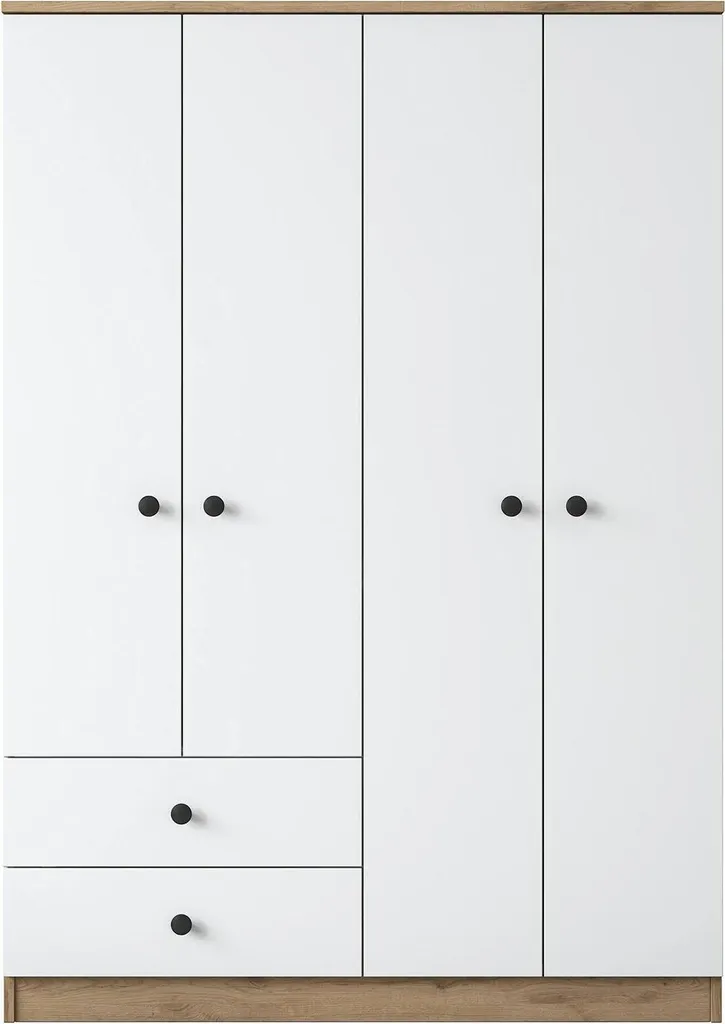 Grande Penderie 170cm de Haut Acanto Noyer Marron avec Porte-manteaux