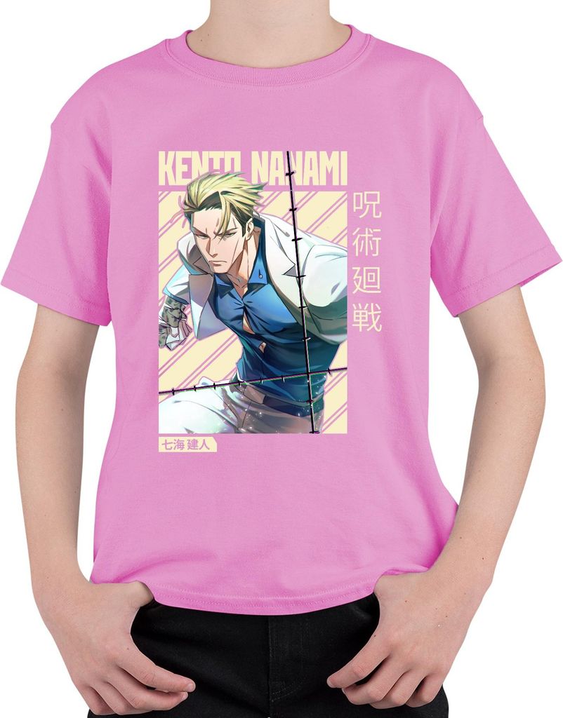 Kento Nanami Jujutsu Kaisen Anzug Krawatte Anime Geschenk Vintage Uni Kinder T-Shirt, Pink, 104