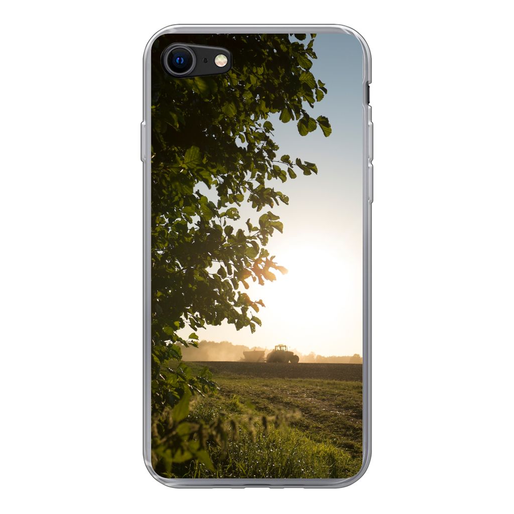 MuchoWow Handyhülle Schutzhülle Hülle für iPhone SE 2022 Traktor - Bauernhof - Sonne Silikon Softcase Handy Hülle - Schutzhülle