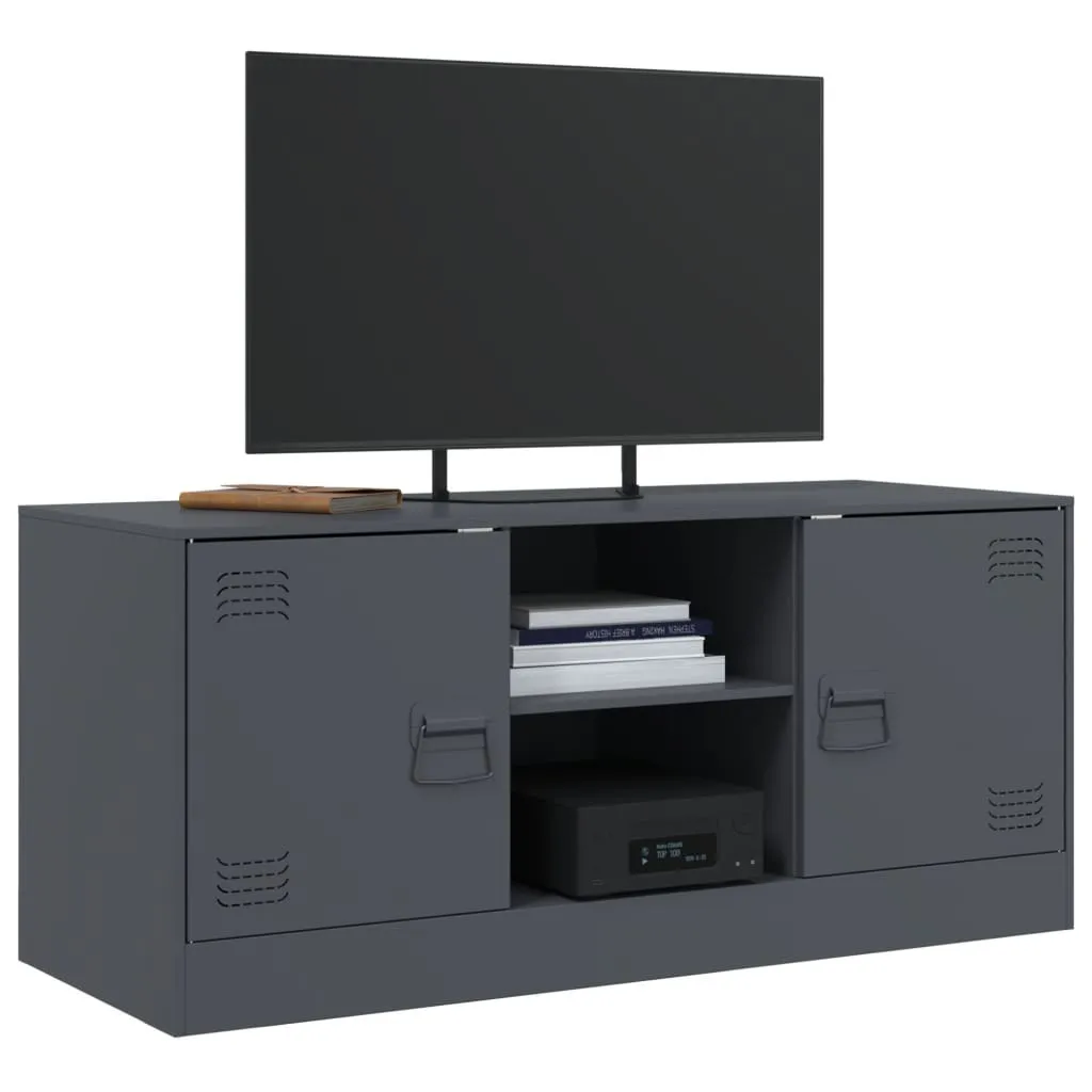 The Living Store Mobile TV antracite 99x39x44 cm in acciaio - 5