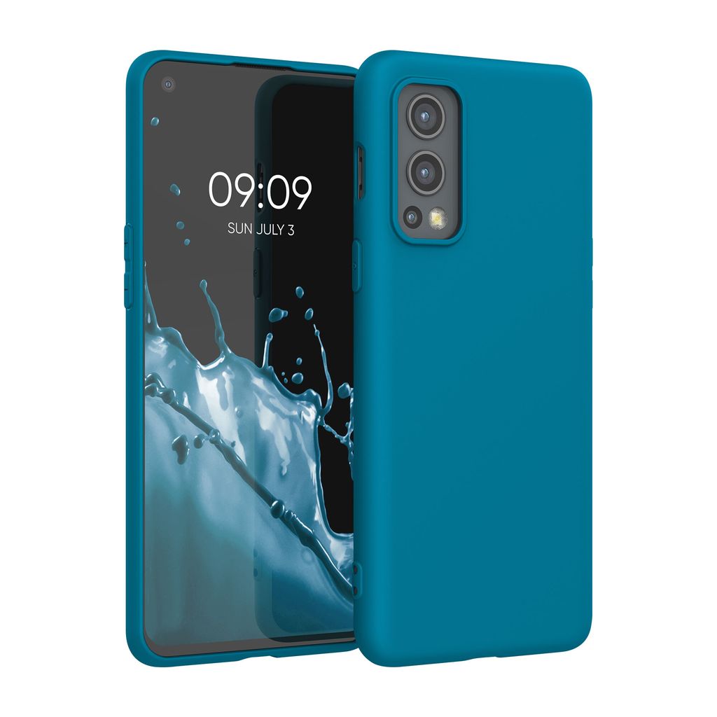 kwmobile Hülle kompatibel mit OnePlus Nord 2 5G Hülle - weiches TPU Silikon Case - Cover geeignet für kabelloses Laden - Karibikblau