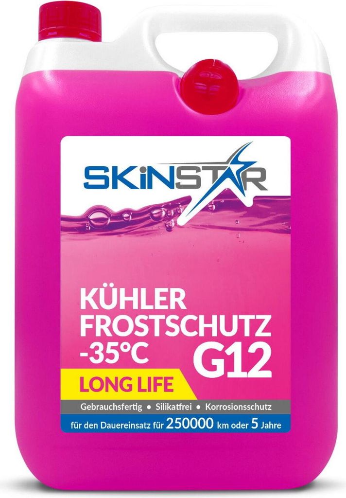 SkinStar G12 Kühlerfrostschutz -35°C Kühlflüssigkeit Kühlmittel Schutz Auto 5l