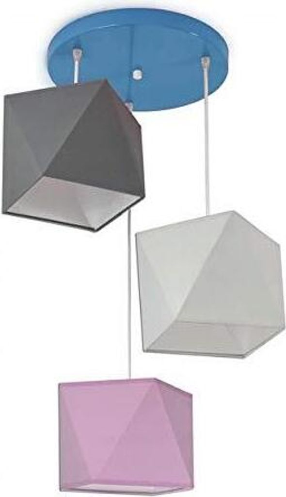 Hängelampe Kinderlampe für Kinderzimmer schöne Hängeleuchte Metall verschiedene Varianten 299-E3D (Grau-Weiß-Rosa)