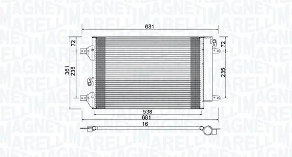 Condensateur de climatisation pour Ford Galaxy WGR et VW Sharan - 10mm