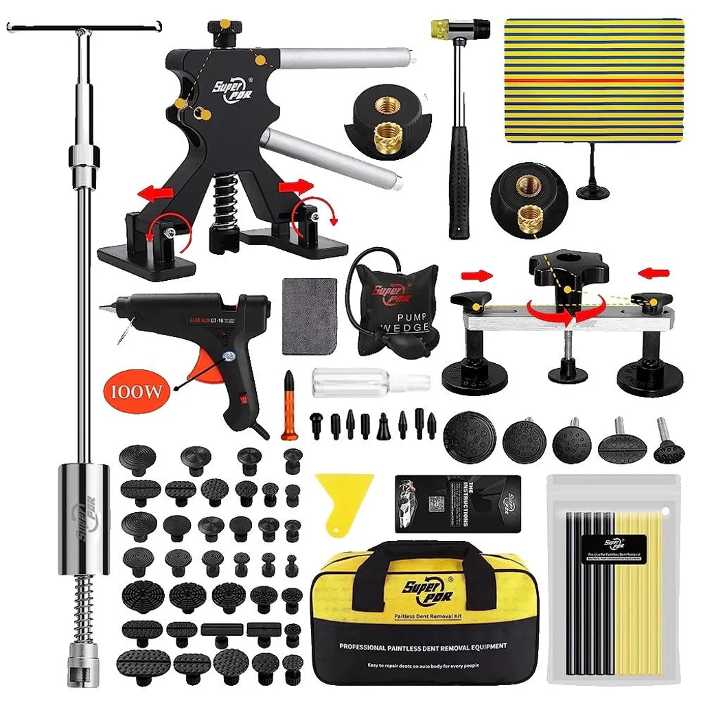 Kit réparation de bosses efficace avec 19 outils - Élimination rapide des impacts