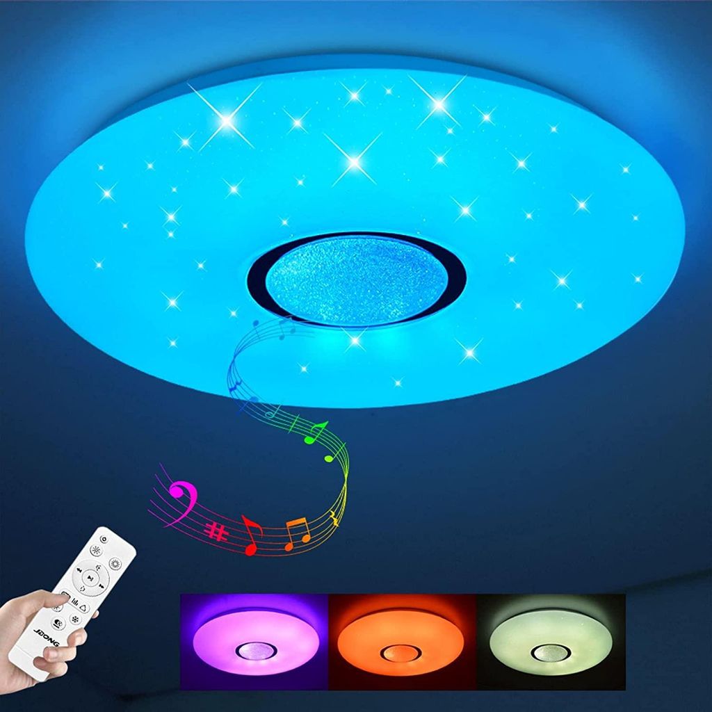 JDONG Led Deckenleuchte mit Fernbedienung und App dimmbar 36W Bluetooth Deckenleuchte Sternenhimmel,Farbwechsel RGB Warmweiß/Kaltweiß 3000-6500K,...