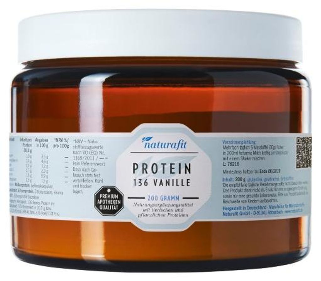 naturafit Protein 136 Vanille Pulver, 200 g Pulver Produktbild 