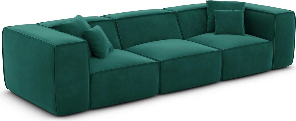 Samtstoff 4-Sitzer Couch Arelia Smaragdgrün