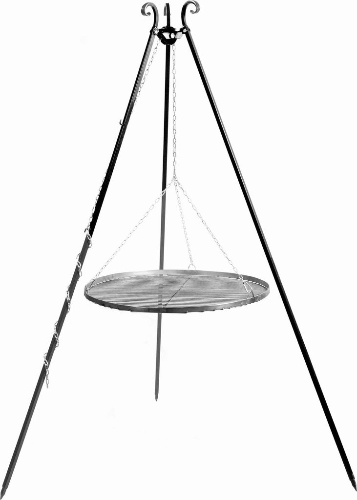Schwenkgrill Miami 180 cm Stahl schwarz mit Grillrost Ø 60 cm Dreibein