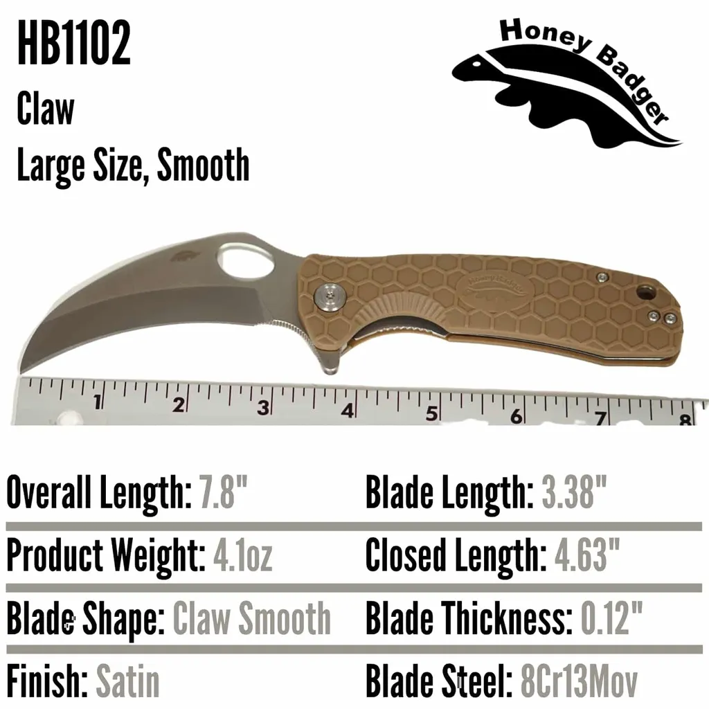 Couteau de Poche Tan HB1102 Large Claw Plain Edge avec Pivot Fluide - 4