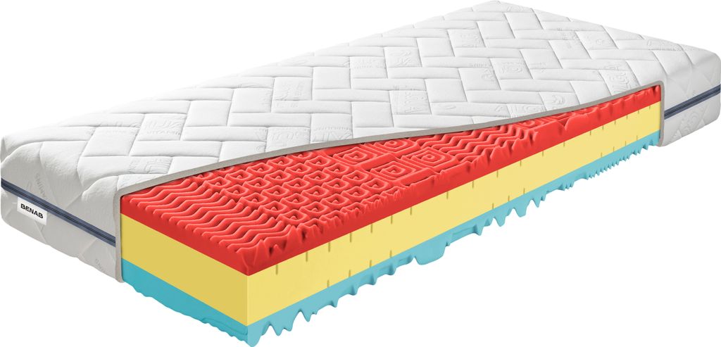 Kaltschaummatratze Benab Zero Sport&Active 22 HR Matratze 75 x 190 cm H3 / H4 hart 22 cm hohe Kaltschaummatratzen, Algua Spirulina, PUR, HR, Antiba...