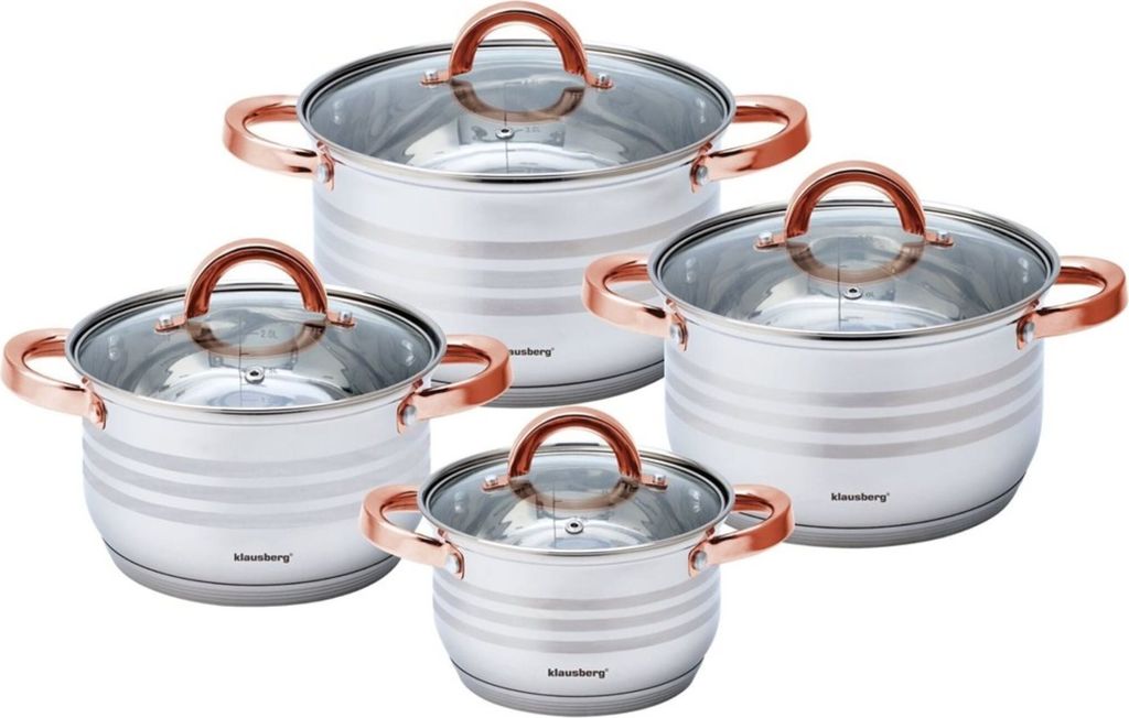 Klausberg garnki stalowe 8 elementów 2.1l, 2.9l, 3.9l, 6.6l Zdjęcie produktu 