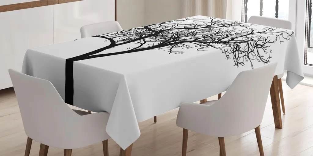 Tovaglia Rettangolare ABAKUHAUS 140x200 cm Inverno Bianco e Nero