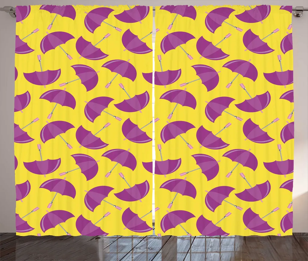 Rideaux de Fenêtre pour Salon Automnal 280x225cm Jaune Pastel et Violet