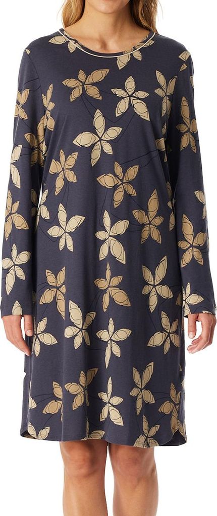 Schiesser Damen Nachthemd langarm graphit Serie Comfort Nightwear Baumwolle Modal