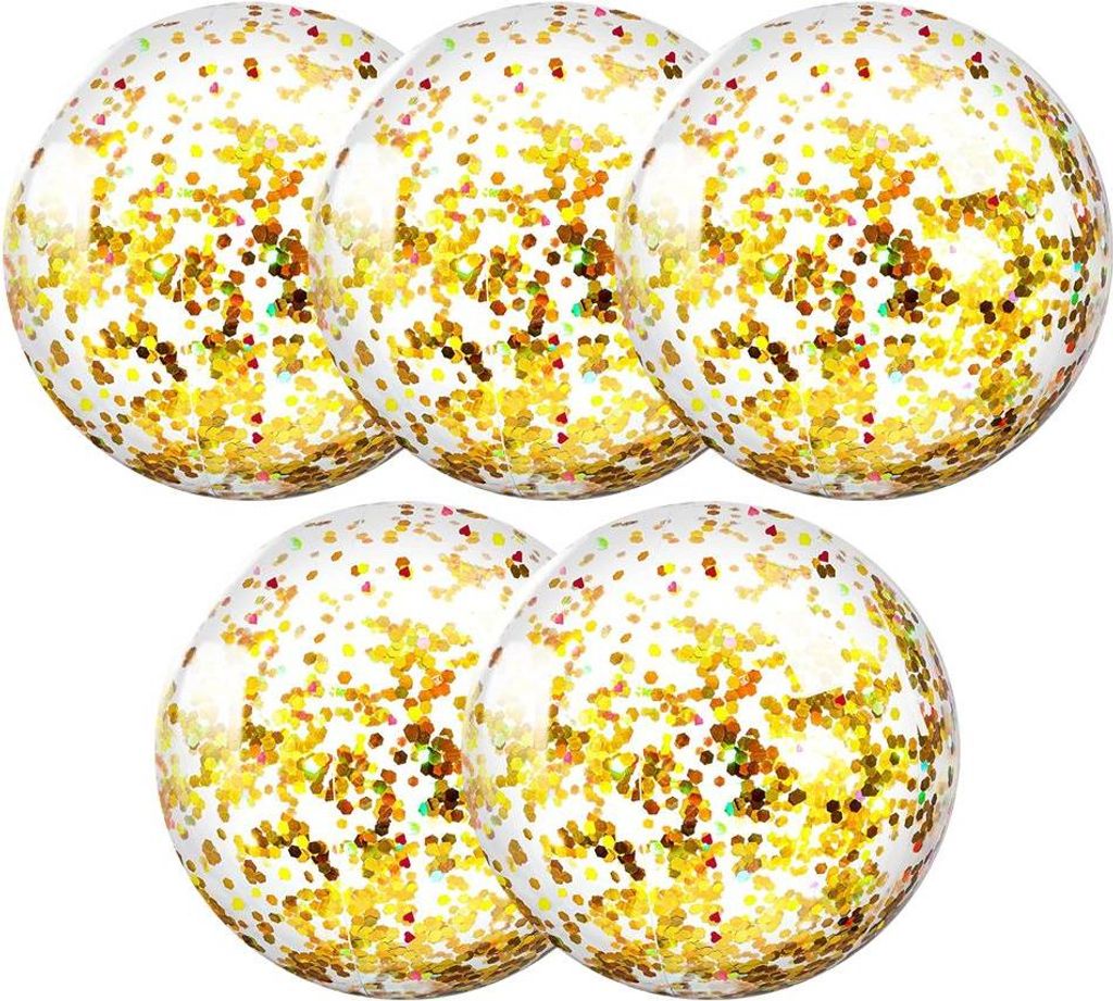 5er-Pack Wasserbälle, Jumbo-Poolspielzeug, Bälle, riesige Konfetti, Glitzer, aufblasbar, durchsichtig, Wasserball, Schwimmbad, Wasserspielzeug, S...