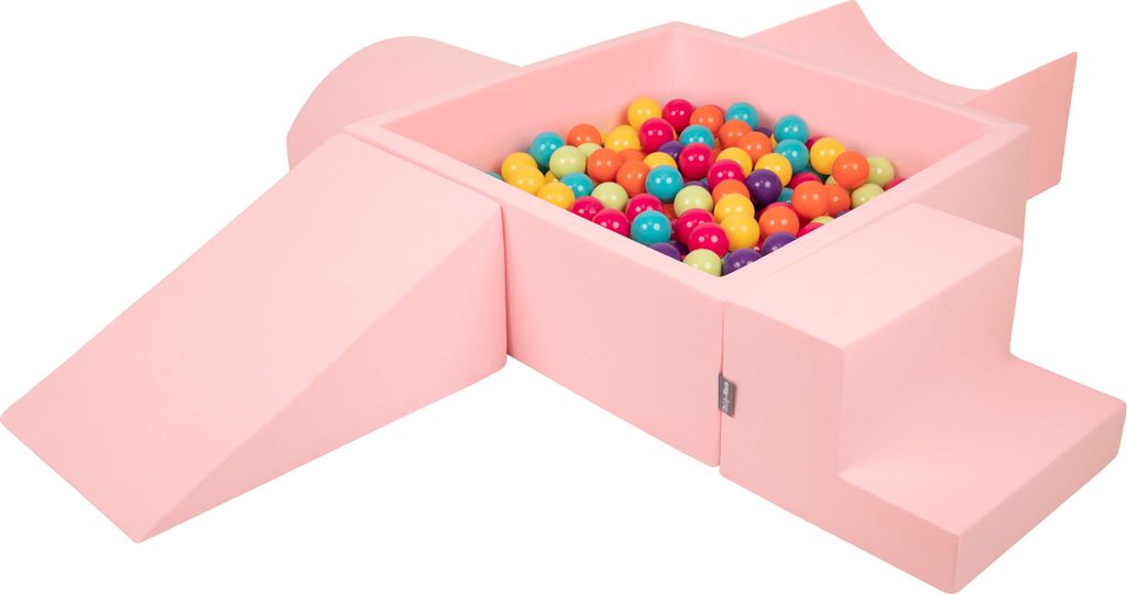 KiddyMoon Spielplatz Aus Schaumstoff Mit 300 Bälle ∅7cm Hindernisläufen Version 5 Quadrat Bällepool Mit Bunten Bällen Für Babys Und Kinder