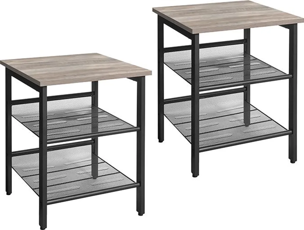 Table de chevet robuste gris beige noir - Fini le désordre près du lit