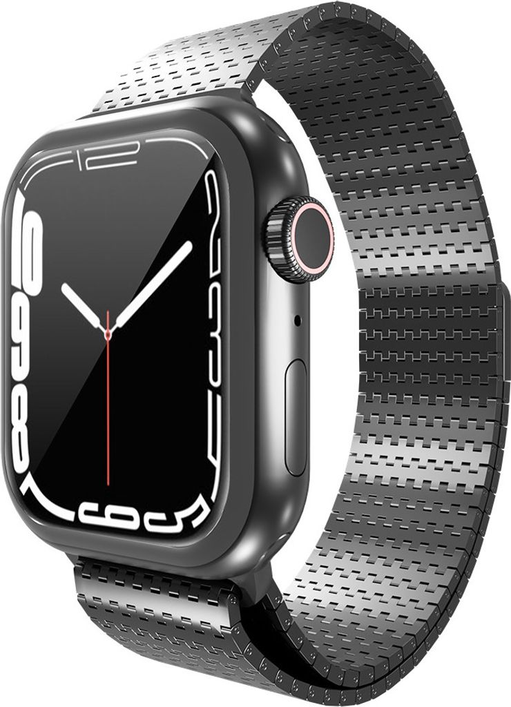 Strap-it Apple Watch Metall Mesh Armband (Schwarz) - Große: 42 - 44 - 45 - 49mm