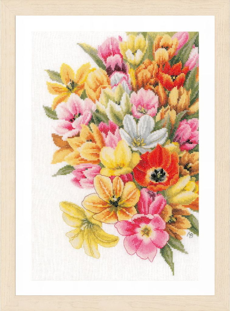 Lanarte Kreuzstich Stickpackung "Marjolein Bastin Bedecke mich mit Tulpen, ZählstoffEvenweave-Stoff", Zählmuster, 28x37cm