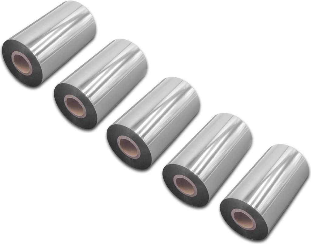 vhbw 5x Thermotransfer-Band kompatibel mit TSC TTP-342 Pro, TTP-343 Plus Drucker Etikettendrucker, Wischfest, 110 mm x 300 m, Wachs Harz Schwarz