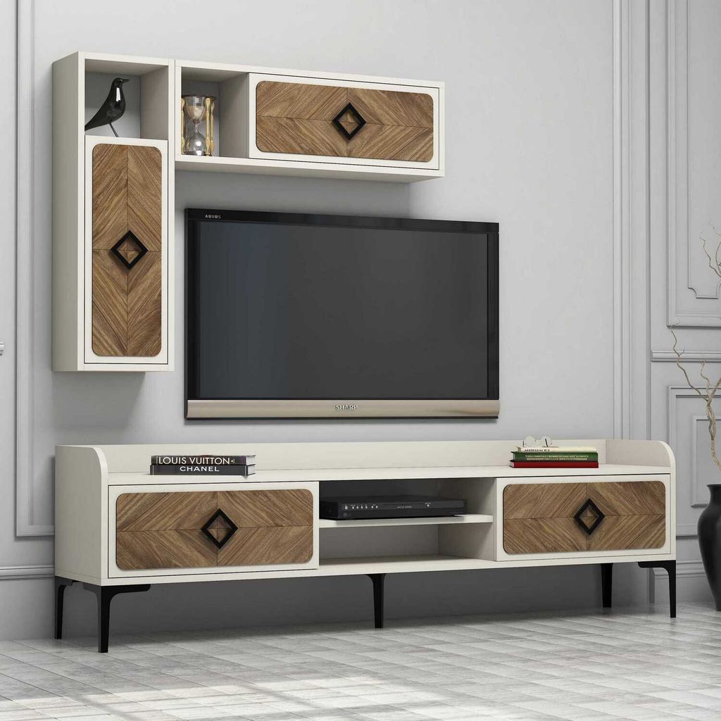 Skye Decor, Samba - Cream, TV-Einheit, Nussbaum, 100 % MELAMINBESCHICHTETE SPANPLATTEN, 180 x 35 x 52 cm