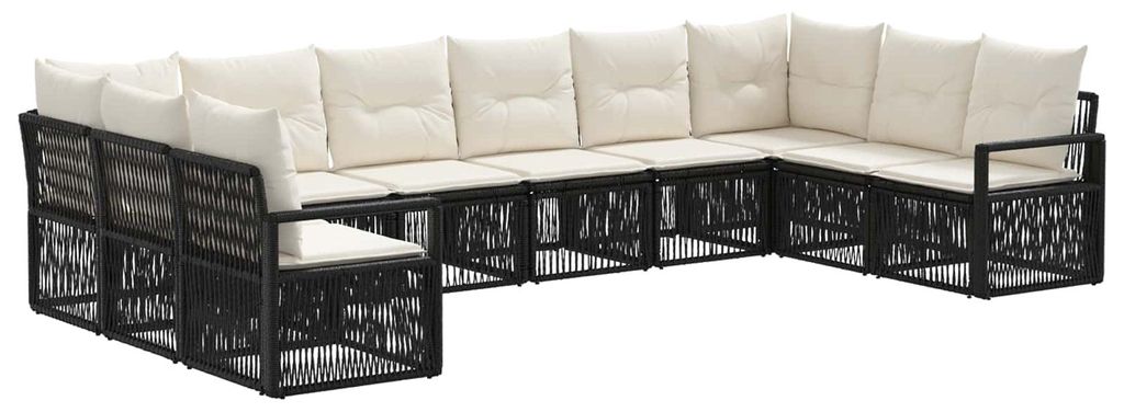 Möbel Gartensofa-set 10 pcs Schwarz Poly-Rattan - Gartenmöbelgarnituren CC1664