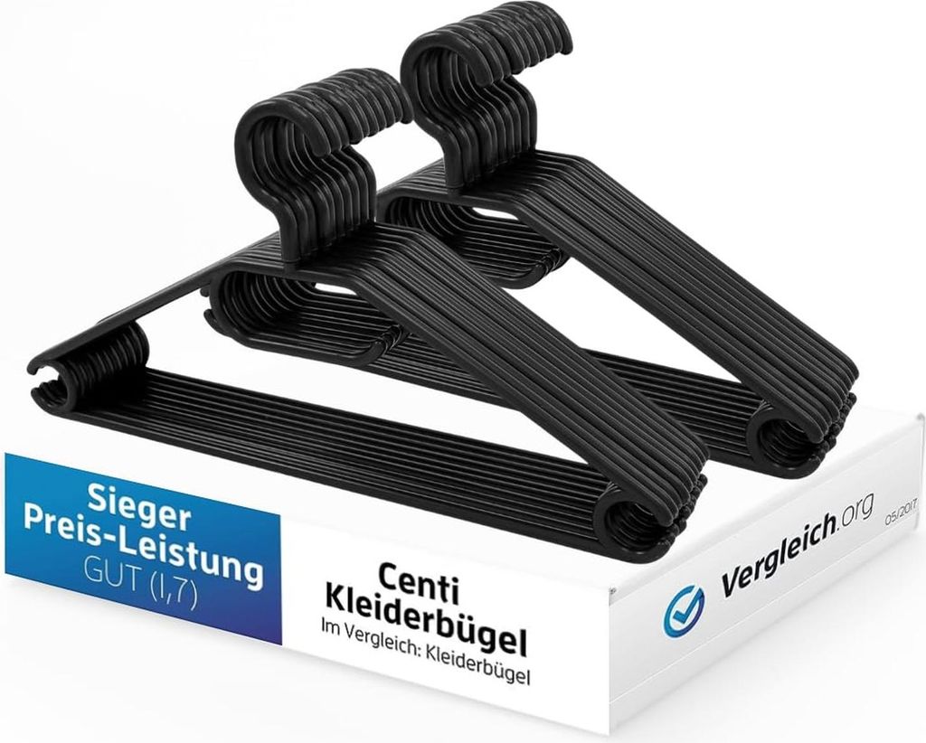 Schlanke Kleiderbügel schwarz, drehbarer Haken, Anti-Rutsch, 20 Stück Set