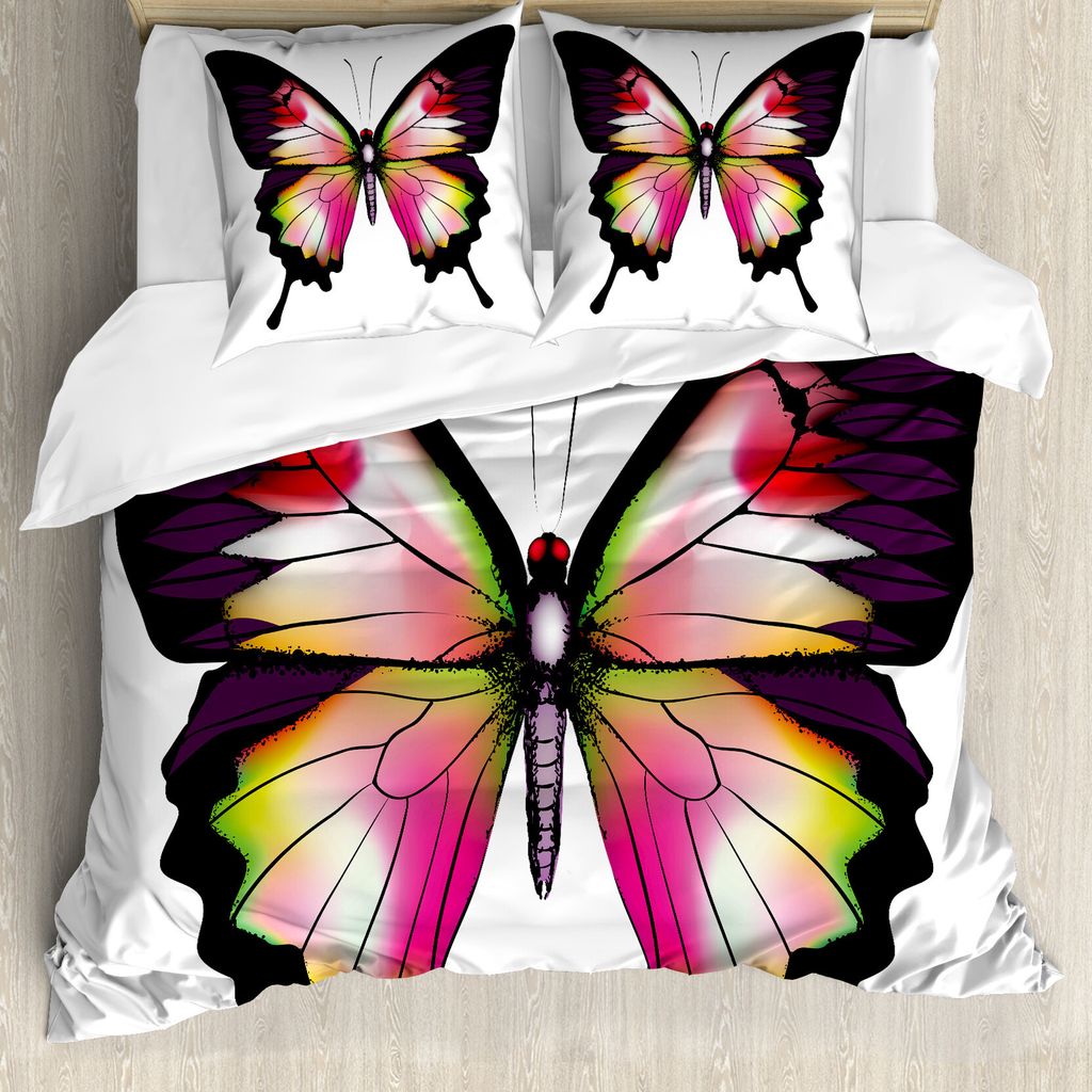 ABAKUHAUS Schwalbenschwanz-Schmetterling Bettbezug, Lively Insect, Milbensicher Allergiker geeignet mit Kissenbezügen, 155 cm x 220 cm - 80 x 80 c...
