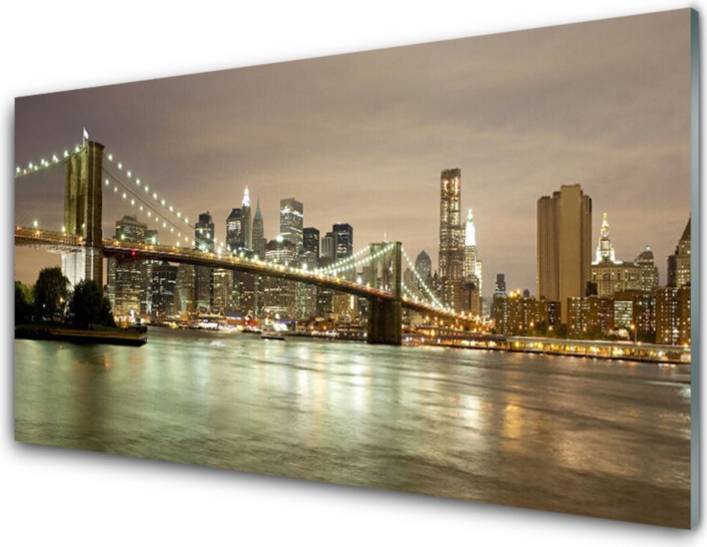 Küchenrückwand aus Glas 100x50cm Spritzschutz Stadt Brücke Meer Architektur