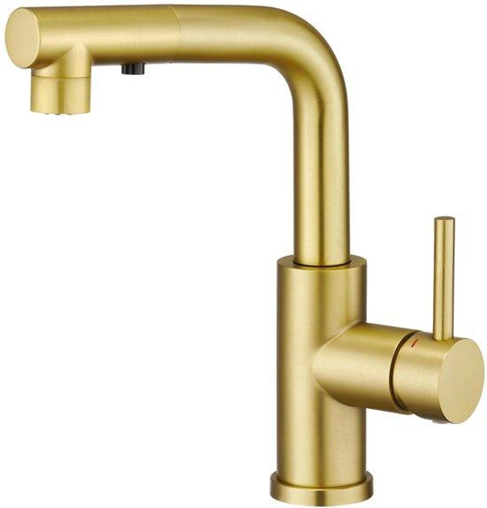 Geborstelte Goud-Mengkraan mit 3 Funktionen, 360° Drehbar, Uittrekbare Dusche
