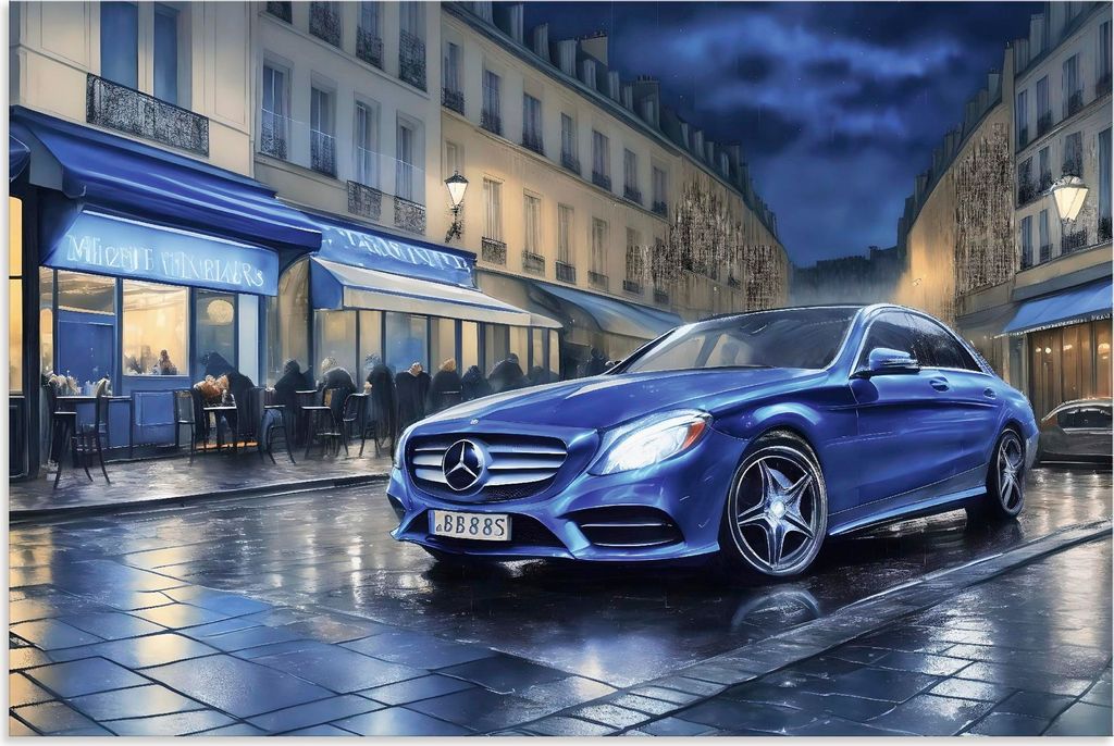 ARTland Wandbild Alu für Innen & Outdoor Mit dem Mercedes nach Paris Größe: 60x40 cm