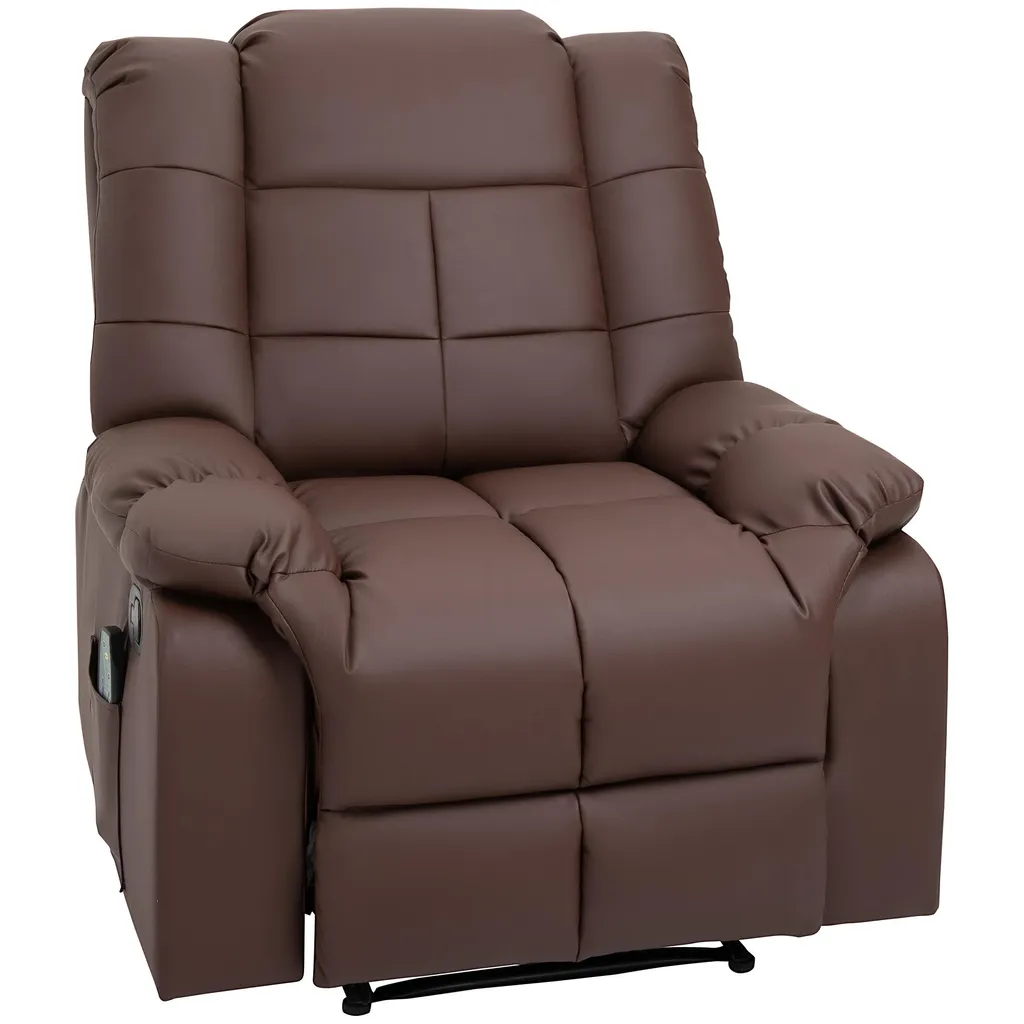 Fauteuil relax massant Fortuna Lai en similicuir marron avec 8 points