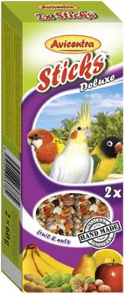 Avicentra Deluxe Stäbchen für kleine Papageien, mit Obst und Nüssen 2 Stück