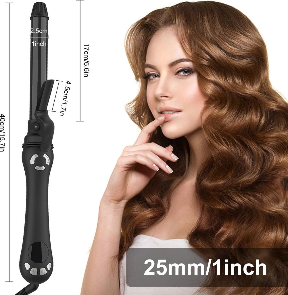 1-Zoll-Haar-Lockenstab-Haar-Lockenwickler, automatisch rotierendes Fass, temperaturverstellbar, LCD-Temp-Display, Haar-Styling-Werkzeug, Anti-Verbr...
