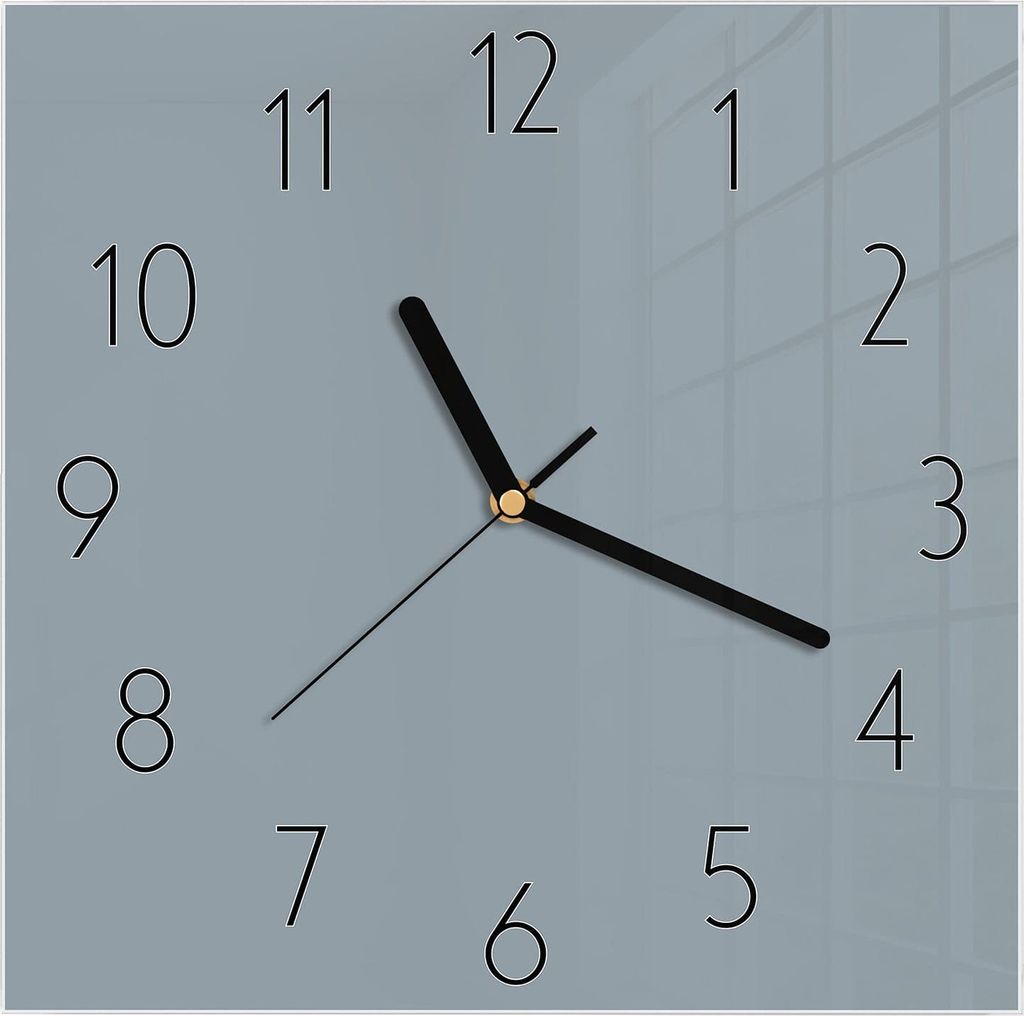 Wanduhr aus Glas mit Motiv Grauer Hintergrund II- 30 x 30 cm - inkl. Aufhängesystem